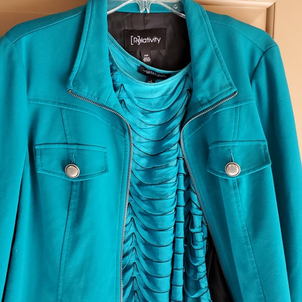 Knit Jacket with sleeveless blouse
